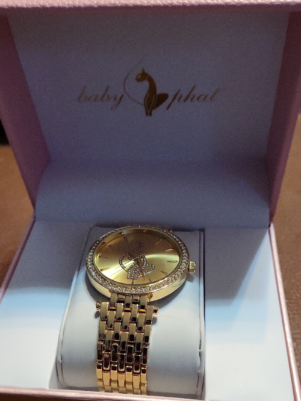 Baby Phat Gold-tone Crystal Accent Women's Bracelet Watch